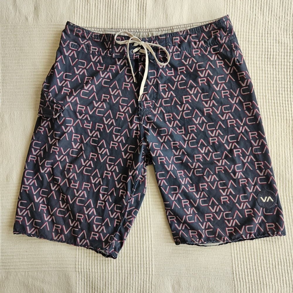 RVCA Artist Network Program Board Shorts Stretch AOP Black Red Mens 32